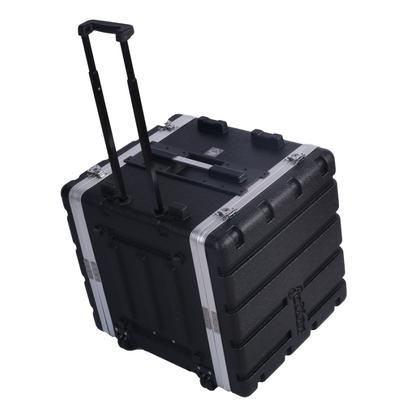 ডিজে অডিওর জন্য চাকা সহ ABS 19&quot; 10U রোলিং ফ্লাইট র্যাক মাউন্ট কেস